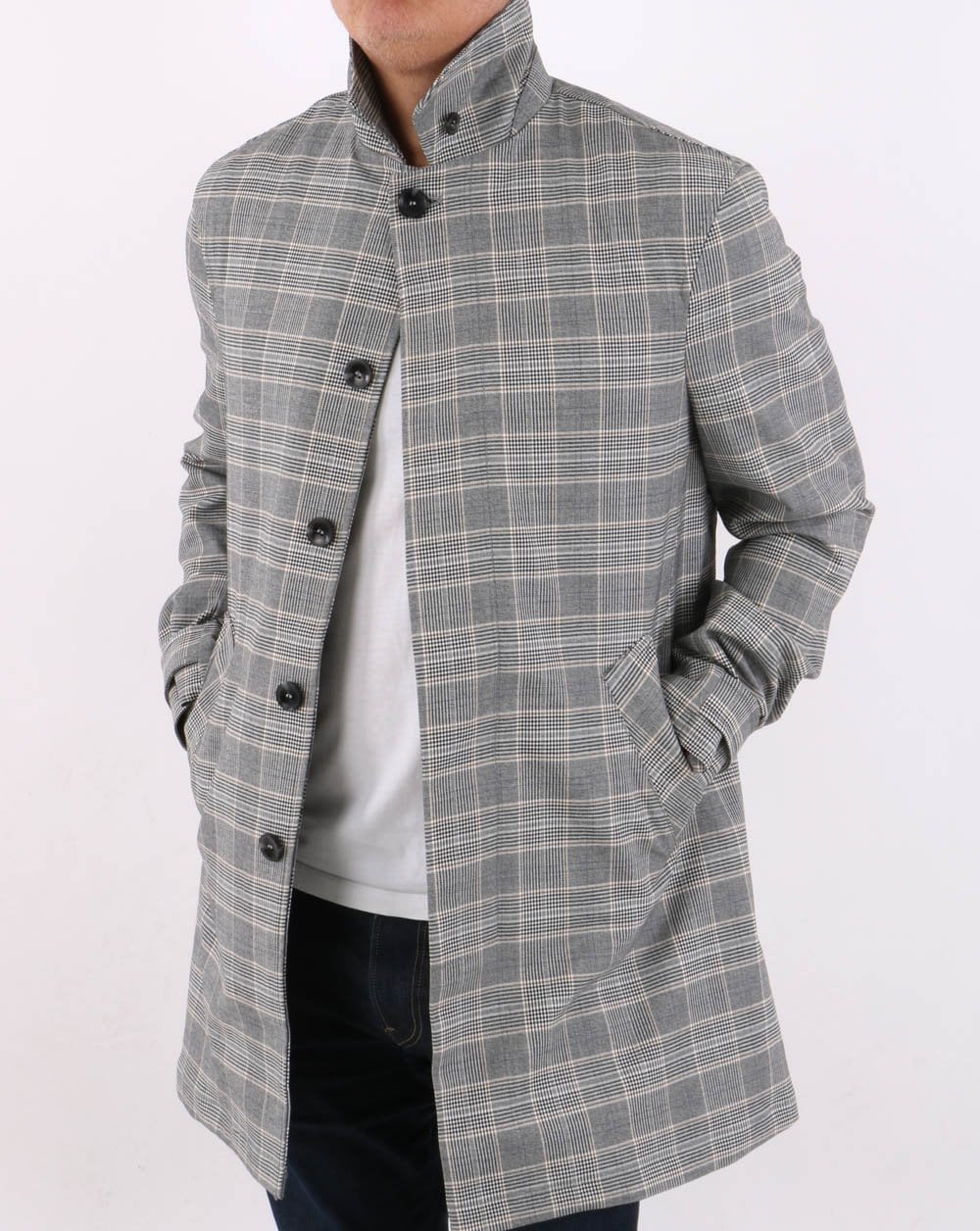 Trojan Prince of Wales Check Regenmantel Grau-Schwarz
