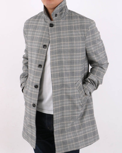 Trojan Prince of Wales Check Regenmantel Grau-Schwarz
