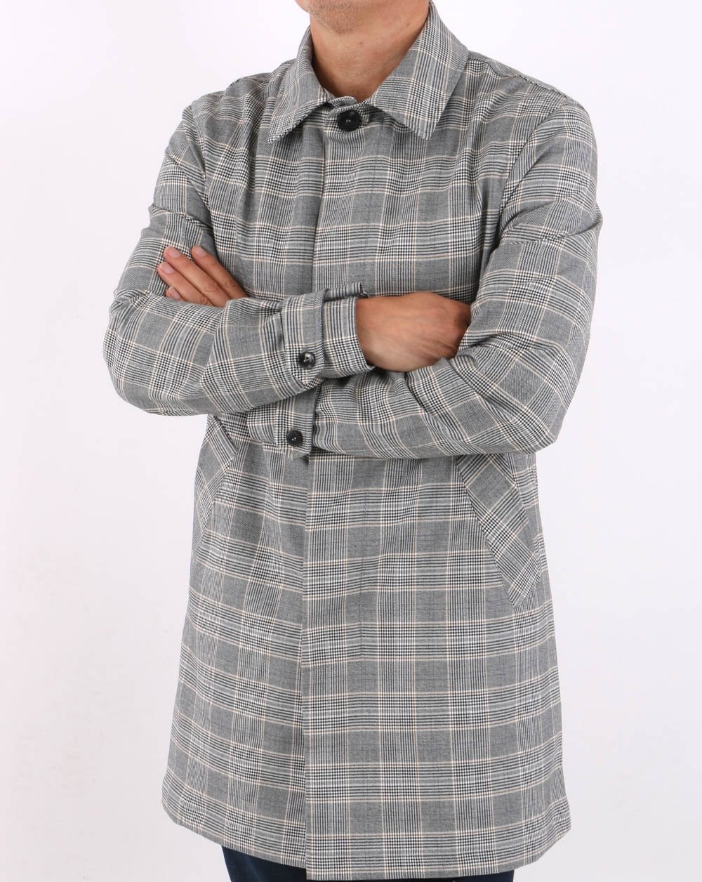 Trojan Prince of Wales Check Mac Grey- Black
