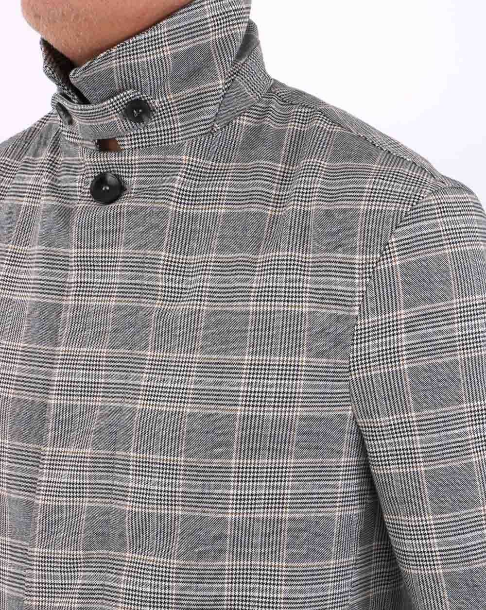 Trojan Prince of Wales Check Regenmantel Grau-Schwarz