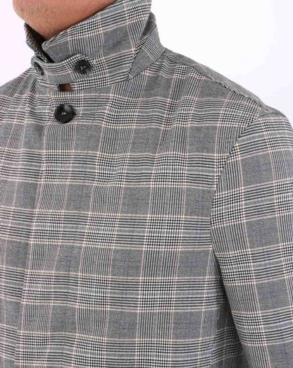 Trojan Prince of Wales Check Regenmantel Grau-Schwarz