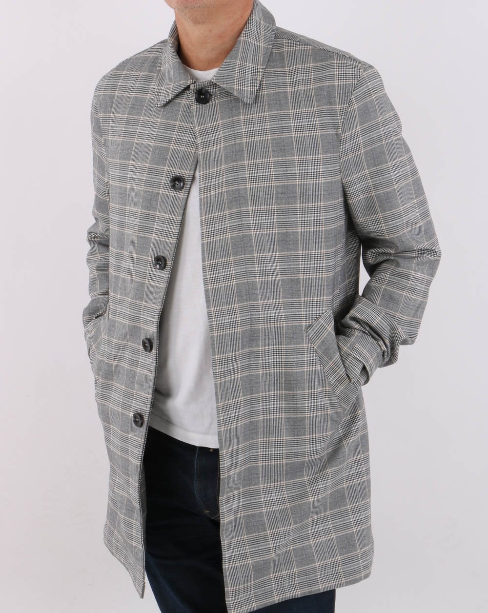 Trojan Prince of Wales Check Regenmantel Grau-Schwarz