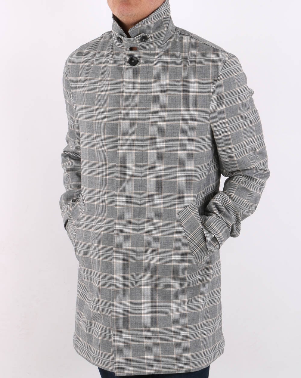 Trojan Prince of Wales Check Mac Grey- Black