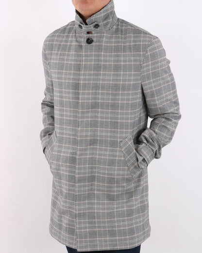 Trojan Prince of Wales Check Regenmantel Grau-Schwarz