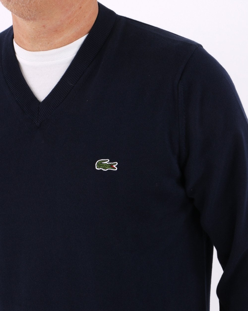 Lacoste – Pullover mit V-Ausschnitt, Marineblau
