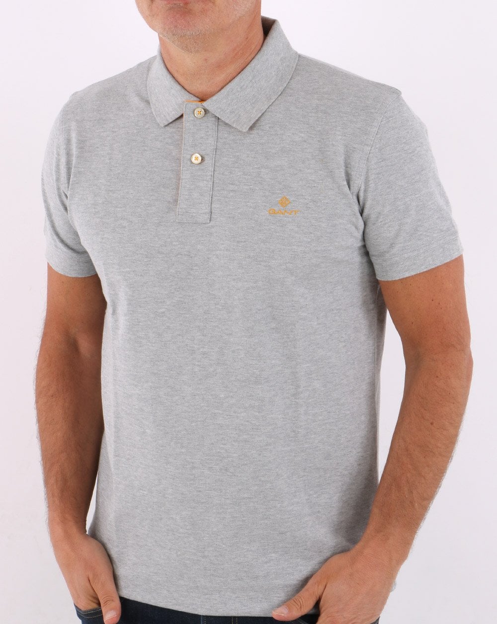 Gant Poloshirt mit Kontrastkragen Grau/Gelb
