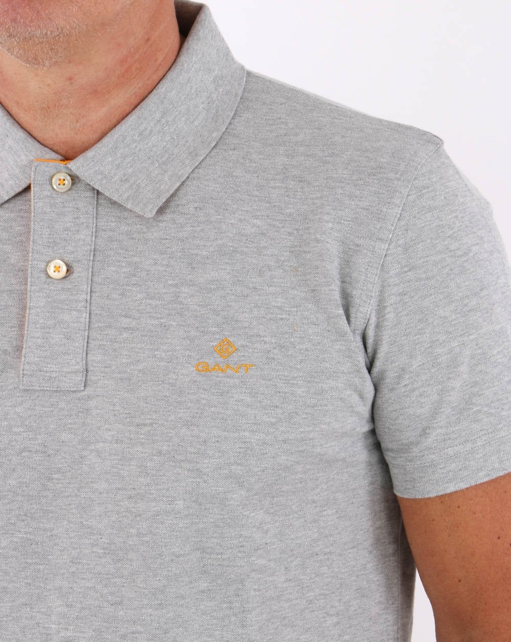 Gant Poloshirt mit Kontrastkragen Grau/Gelb