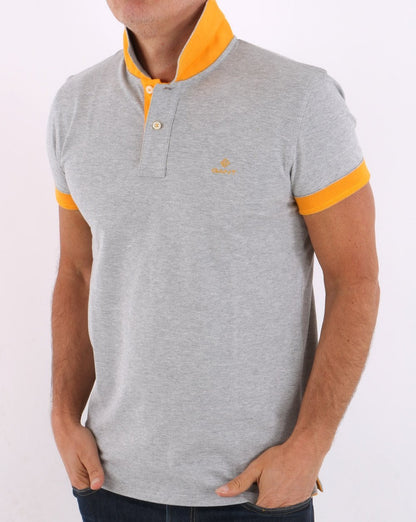 Gant Poloshirt mit Kontrastkragen Grau/Gelb