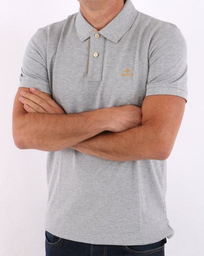 Gant Poloshirt mit Kontrastkragen Grau/Gelb