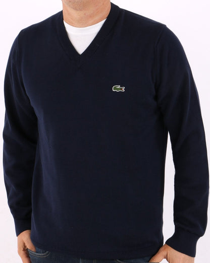 Lacoste – Pullover mit V-Ausschnitt, Marineblau