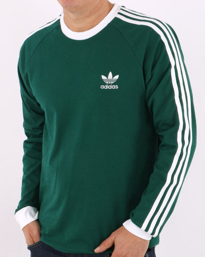 Adidas Originals 3-Streifen Langarm-T-Shirt Collegiate Green