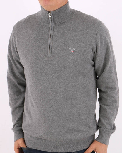 Gant Classic Cotton Half Zip Graumeliert
