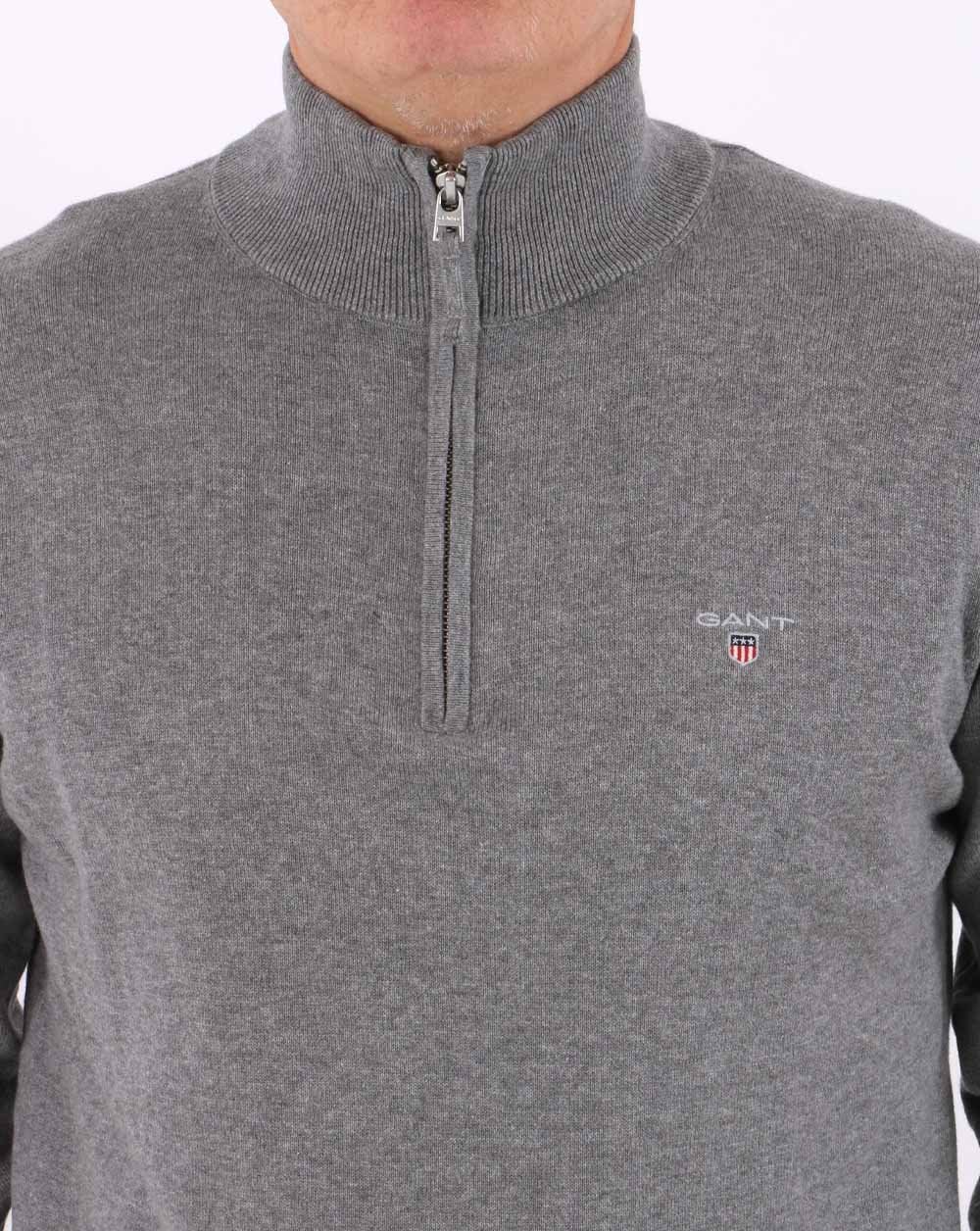 Gant Classic Cotton Half Zip Graumeliert
