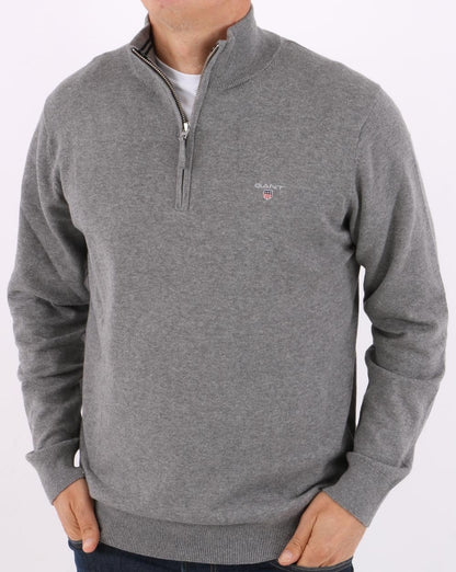 Gant Classic Cotton Half Zip Graumeliert