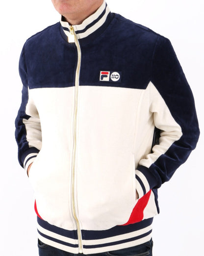 Fila Vintage Velour Tiebreak 110 Trainingsjacke Creme/Marineblau
