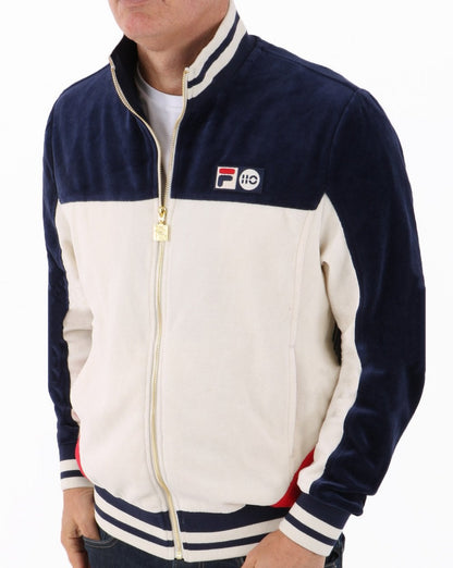 Fila Vintage Velour Tiebreak 110 Trainingsjacke Creme/Marineblau