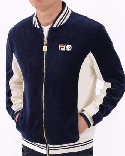 Fila Vintage Settanta 110 Velours-Trainingsoberteil, Marineblau