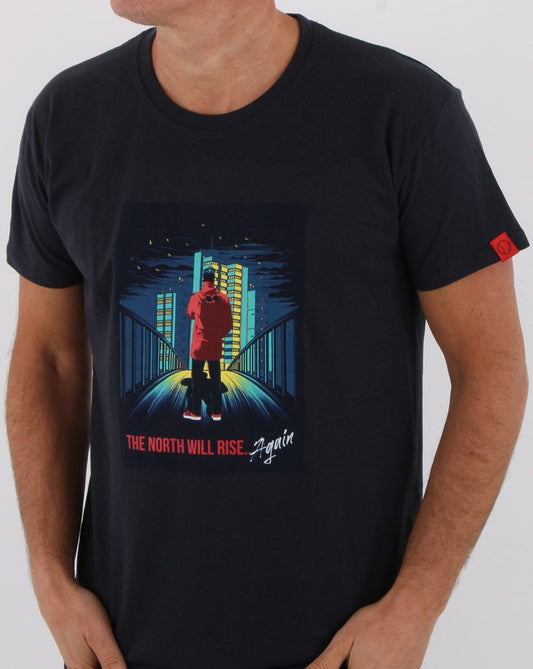80s Casuals – T-Shirt „The North Will Rise Again“ in Marineblau