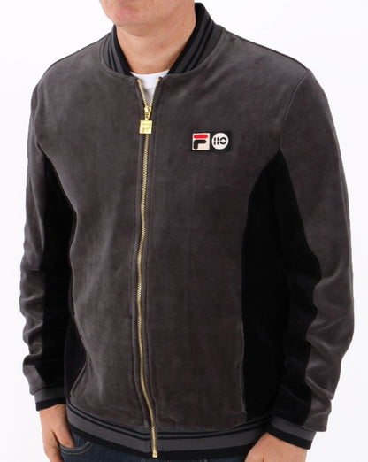 Fila Vintage Settanta 110 Velours Trainingsjacke Grau/Schwarz