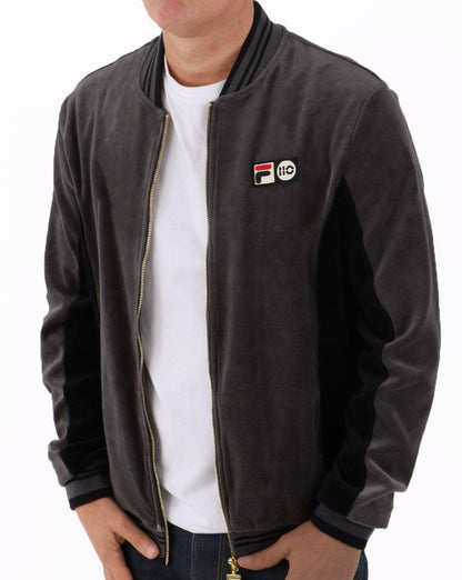 Fila Vintage Settanta 110 Velours Trainingsjacke Grau/Schwarz