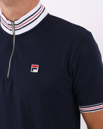 Fila Vintage Poloshirt mit 1/4-Reißverschluss, Marineblau