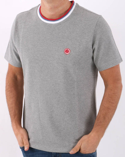 Pretty Green Tilby Neck Stripe T-Shirt Hellgrau