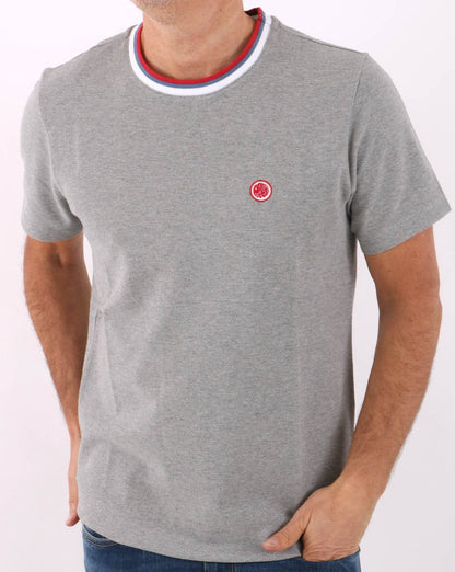 Pretty Green Tilby Neck Stripe T-Shirt Hellgrau