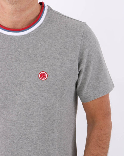 Pretty Green Tilby Neck Stripe T-Shirt Hellgrau