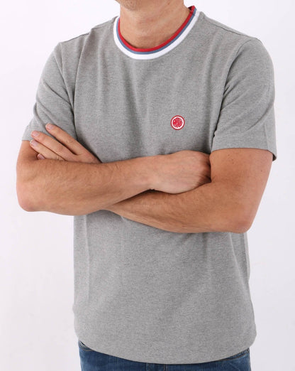 Pretty Green Tilby Neck Stripe T-Shirt Hellgrau