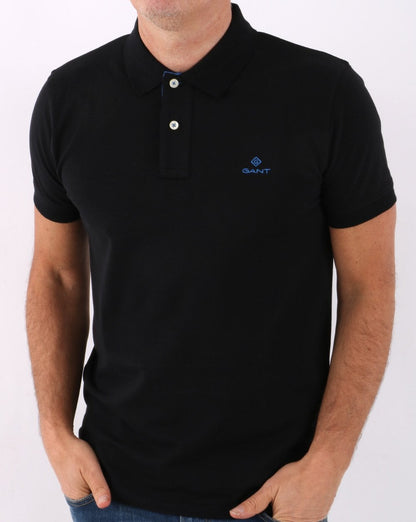 Gant Poloshirt mit Kontrastkragen Schwarz/Blau