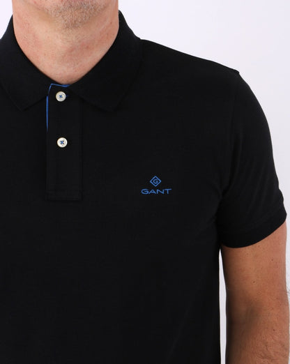 Gant Poloshirt mit Kontrastkragen Schwarz/Blau
