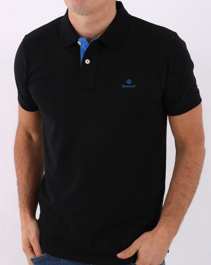 Gant Poloshirt mit Kontrastkragen Schwarz/Blau