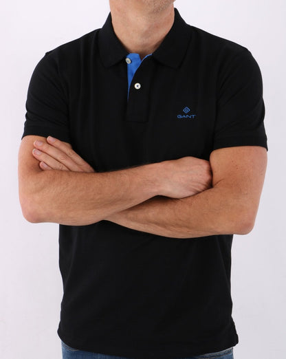 Gant Poloshirt mit Kontrastkragen Schwarz/Blau