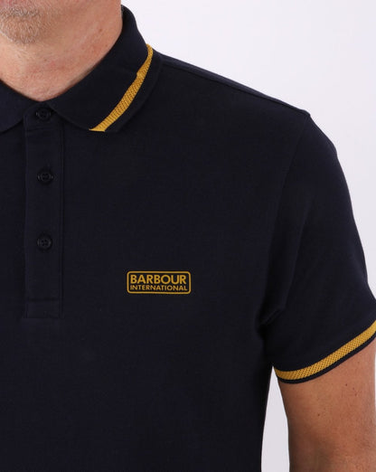 Barbour International Poloshirt mit Gittermuster, Marineblau