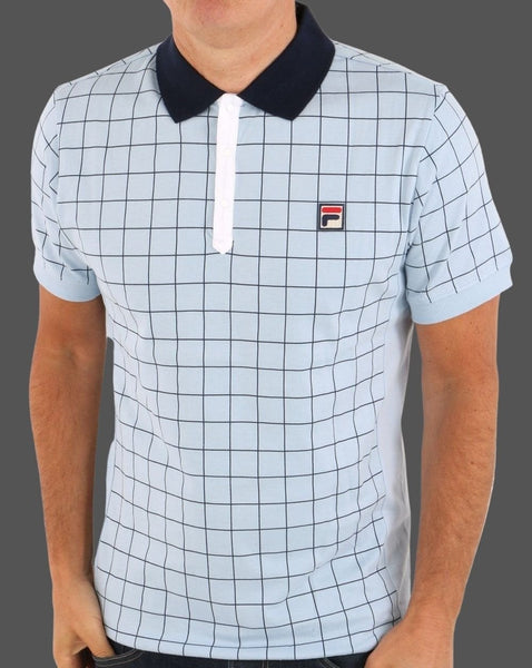 Fila Vintage Check Polo Shirt Sky Blue/Navy