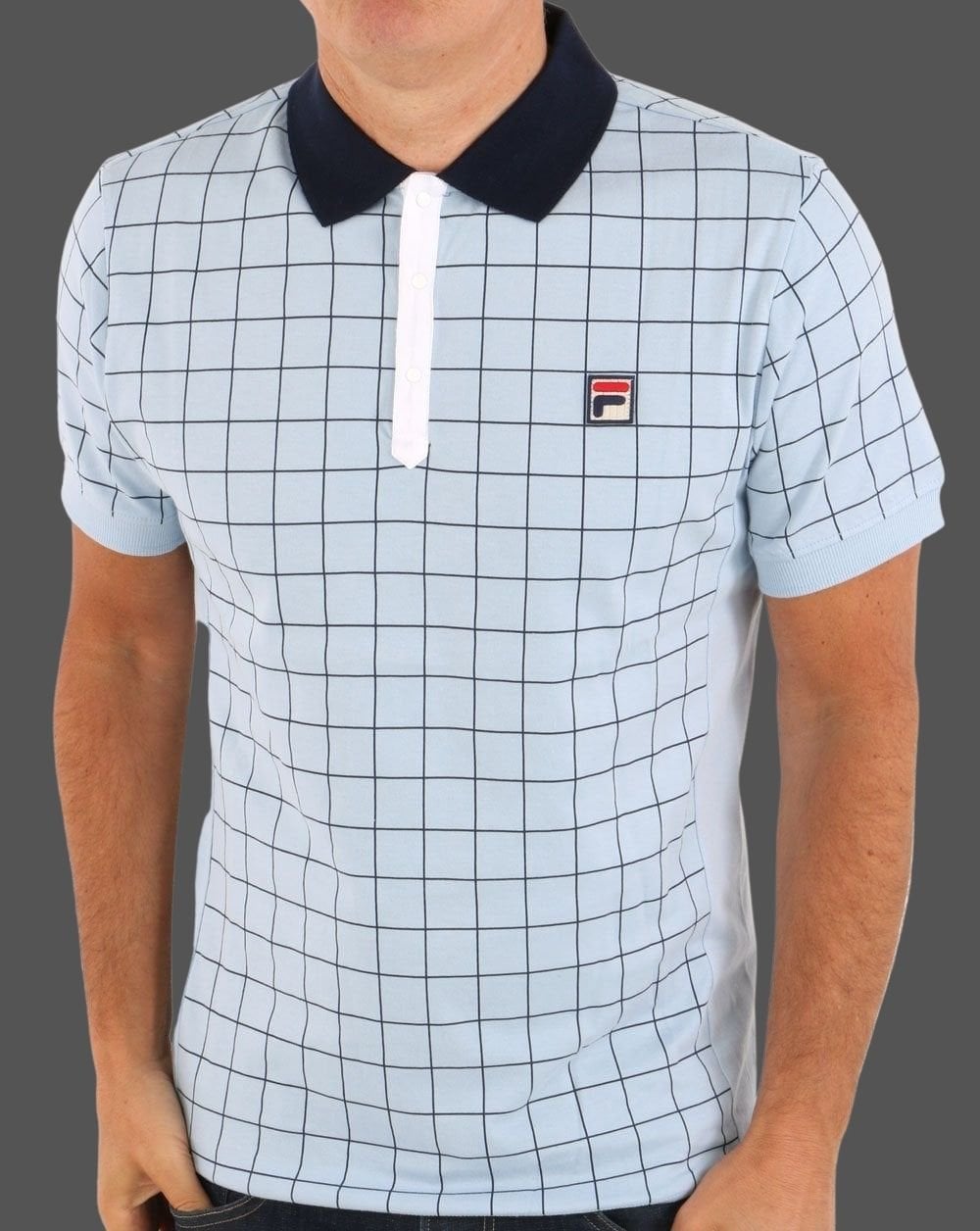 Fila Vintage Check Poloshirt Himmelblau/Marineblau