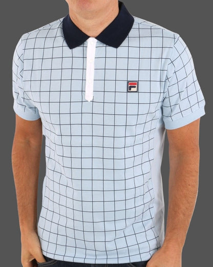 Fila Vintage Check Poloshirt Himmelblau/Marineblau