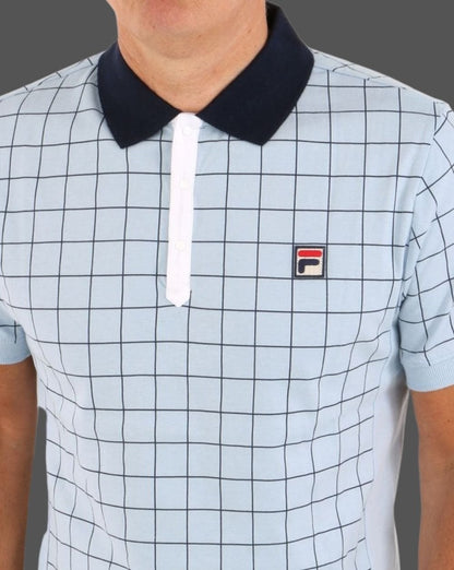 Fila Vintage Check Poloshirt Himmelblau/Marineblau