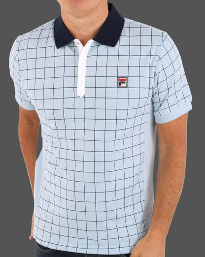 Fila Vintage Check Poloshirt Himmelblau/Marineblau