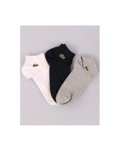 Lacoste Sport Dreierpack niedrig geschnittene Socken Marineblau/Silber/Weiß