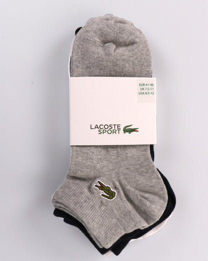 Lacoste Sport Dreierpack niedrig geschnittene Socken Marineblau/Silber/Weiß