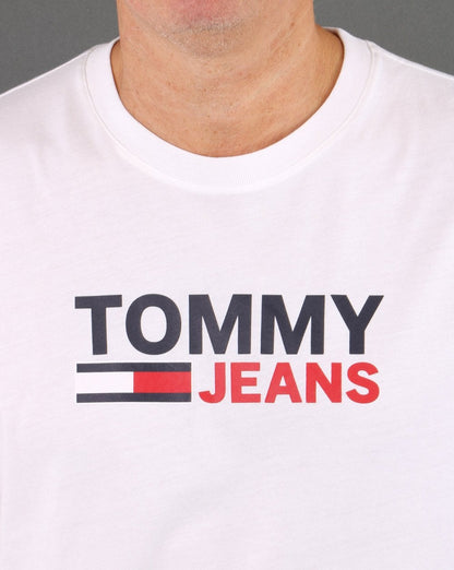 Tommy Jeans – Langärmliges Corp-T-Shirt in Weiß