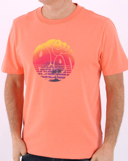 Pretty Green Ibiza Sunset Logo T-Shirt Koralle