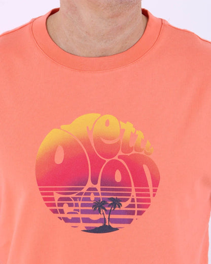 Pretty Green Ibiza Sunset Logo T-Shirt Koralle