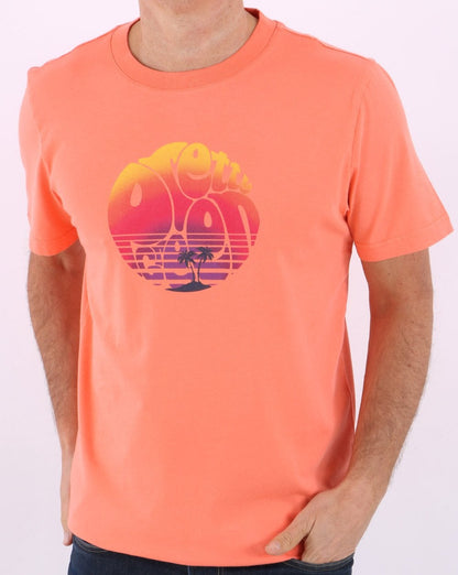 Pretty Green Ibiza Sunset Logo T-Shirt Koralle