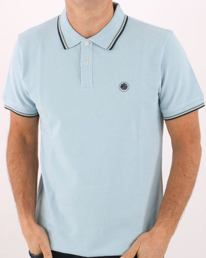 Pretty Green Poloshirt mit Streifen in Hellblau