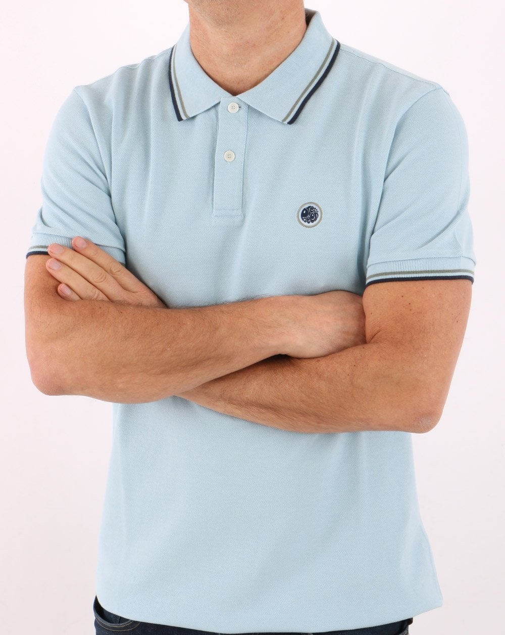 Pretty Green Poloshirt mit Streifen in Hellblau