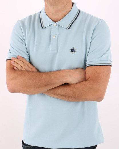 Pretty Green Poloshirt mit Streifen in Hellblau