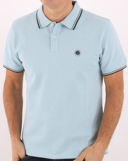 Pretty Green Poloshirt mit Streifen in Hellblau