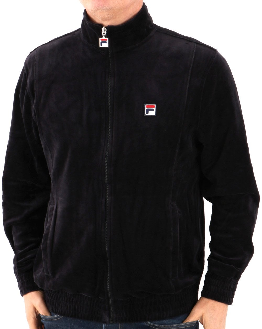 Fila Vintage Trainingsoberteil aus schwarzem Velours